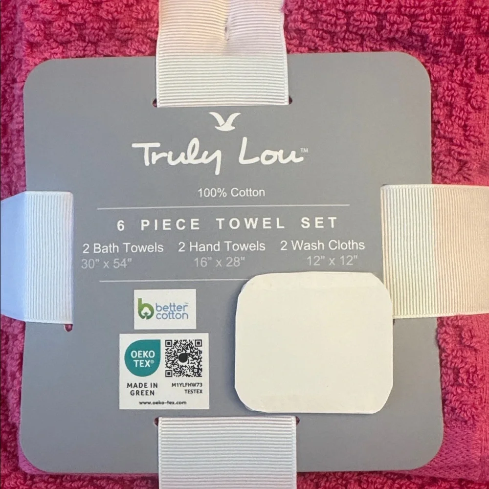 6pc TRULY LOU 100% Cotton Bath Towel Set - SnapDragon - Pink - Bundle